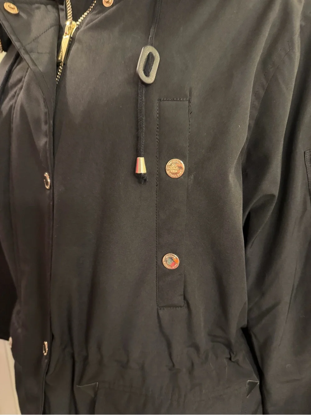 Michael Kors Black Women's Parka Coat w/Faux Fur Hood 2X $230 BNWT